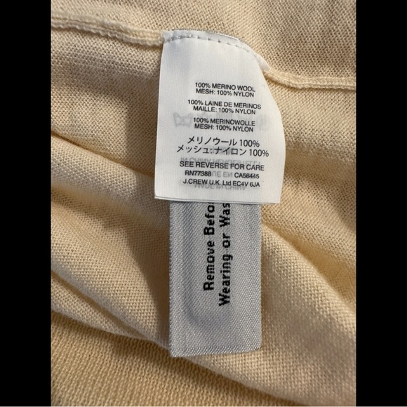 New J.CREW 100% Merino Wool Ruffle Tulle Front Sweater Ivory Cream Knit Workwear - Picture 10 of 12